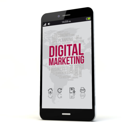 Teléfono con mensaje Digital Marketing.
