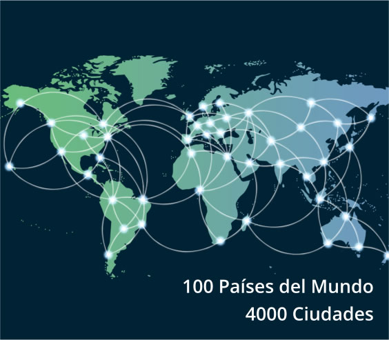 100 Países del Mundo. 4000 Ciudades.